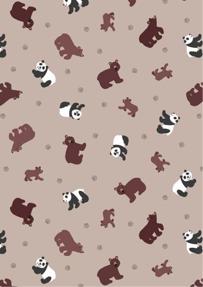 Small Things Wild Animals Fabric: Pandas and Bears Light Brown