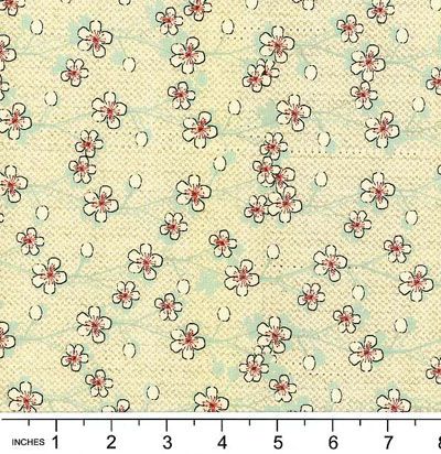 Country Coordinates fabric: Cherry Blossoms Pistachio (per 1/4 metre)