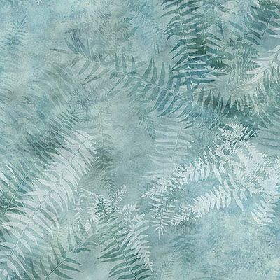 Painted Forest Fabric: Leaves Seafoam (per 1/4 metre)