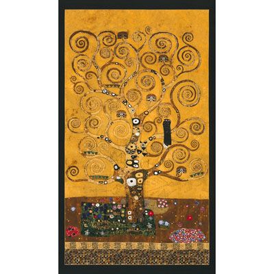 Gustav Klimt fabric: Tree of Life, Gold 58 x 107cm Panel