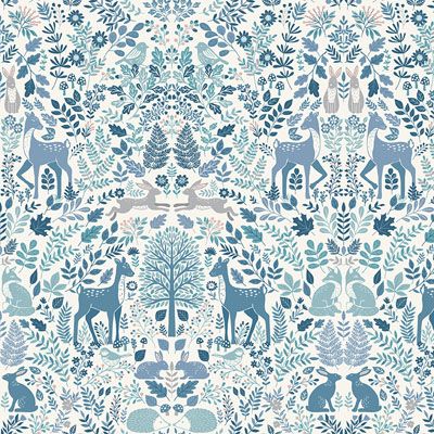 Foxwood Fabric Makower Dawn Nature Trail Blue