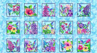 Hummingbird Heaven Fabric: Block Panel