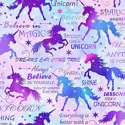 Just for Kids fabric: Unicorn Dreams Pink (per 1/4 metre)