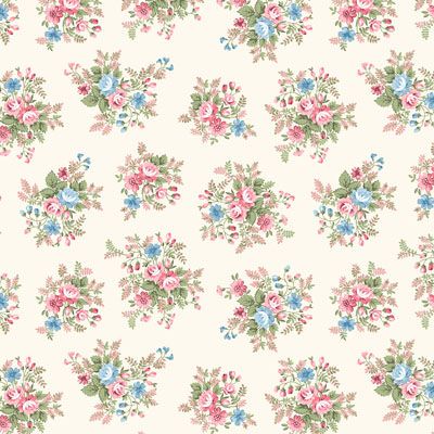 Holly Hill Quilt Designs Florals: Morning in the Garden Ivory (per 1/4 metre)