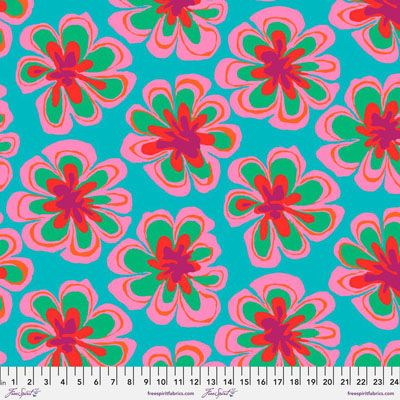 Kaffe Fassett Collective Fabric Funky Flora Aqua (per 1/4 metre)