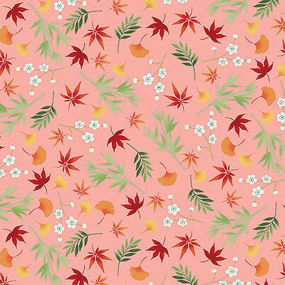 Michiko Fabric: Foliage Peach (per 1/4 metre)