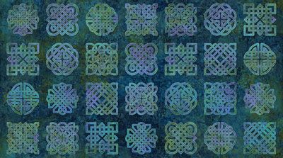 Celtic Roots fabric: Celtic Knots Green 60cm panel