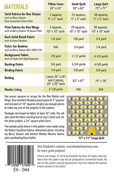 Elizabeth Hartman Patterns: Beehive