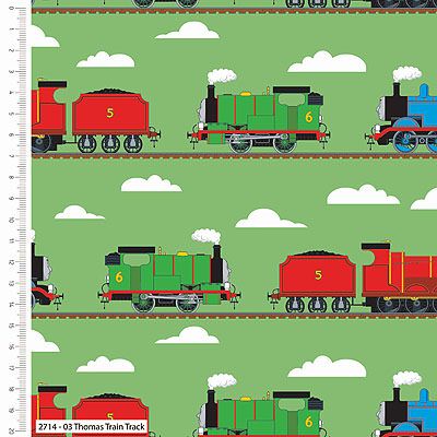 Thomas and Friends Fabric: Train Tracks Green (per 1/4 metre)