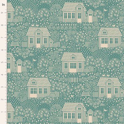 Tilda My Neighbourhood Teal Fabric (per 1/4 metre)