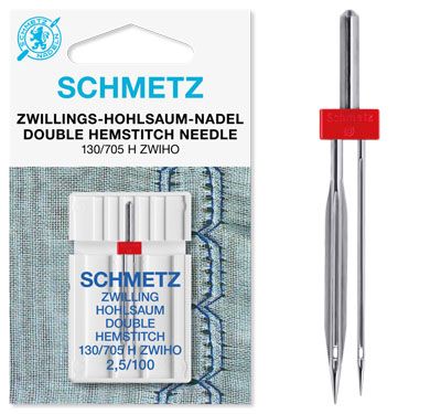 Schmetz Twin Hemstitch Machine Needles (2.5/100)  1 needle