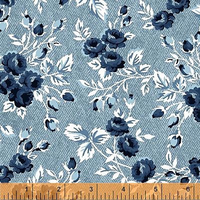 Gina fabric: Packed Floral Chambray (per 1/4 metre)