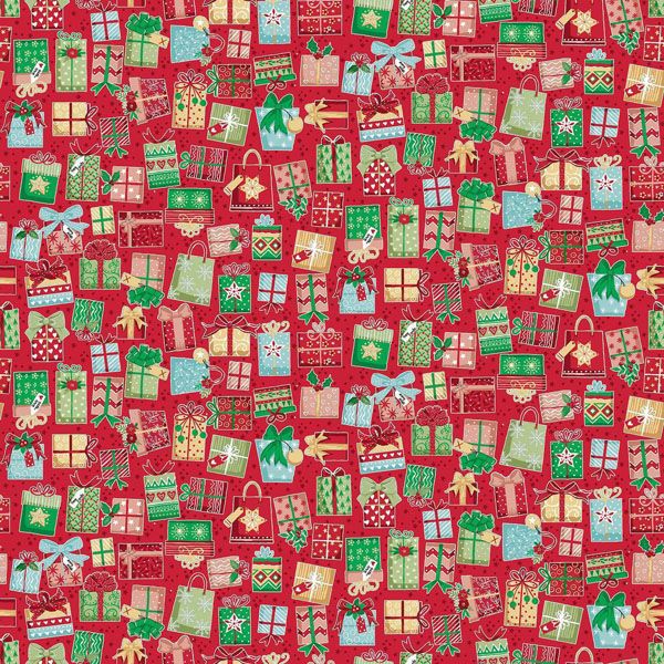 Christmas Wishes fabric: Gifts Galore Red