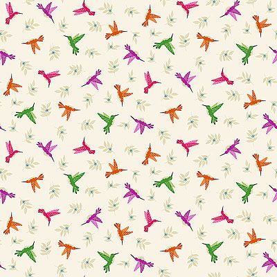 Jewel Tones fabric: Hummingbird Cream (per 1/4 metre)