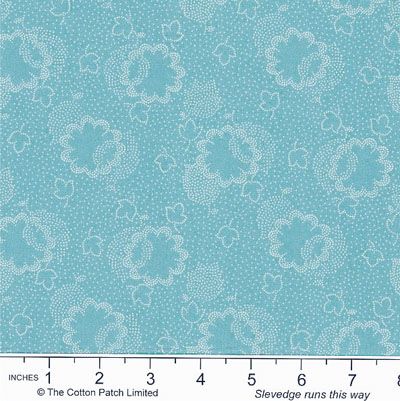 Dutch Heritage fabric: Two Tone Floral Leaf Lake (per 1/4 metre)