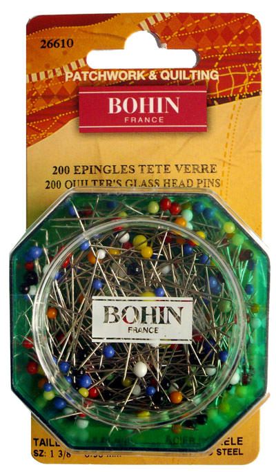 Bohin Super Fine Glass Headed Pins Assorted Colours