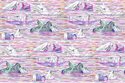 Migration Fabric: Icebergs Lavender (per 1/4 metre)