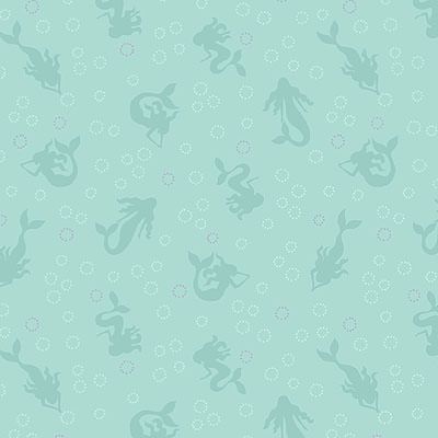 Moontide fabric: Mermaids Mono Mermaids Silver/Aqua