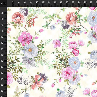 Briarwood fabric: Garden Roses Ivory (per 1/4 metre)