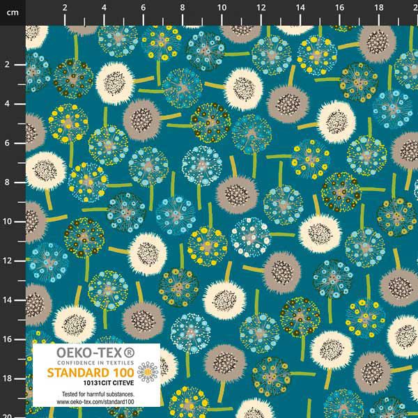 Spread the Seeds fabrics: Dandelion Flowers Teal