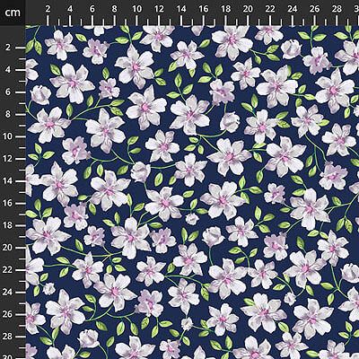 Briarwood fabric: Floral Vine Navy (per 1/4 metre)