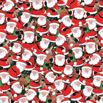 Santa's Christmas Fabric Santa Crowd (per 1/4 metre)