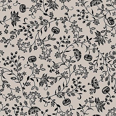 Halloween Fabric: Pumpkin Vine Grey (per 1/4 metre)