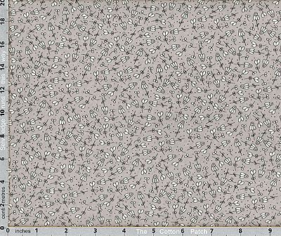 Spring Chicken fabric: Flower Garden Grey (per 1/4 metre)