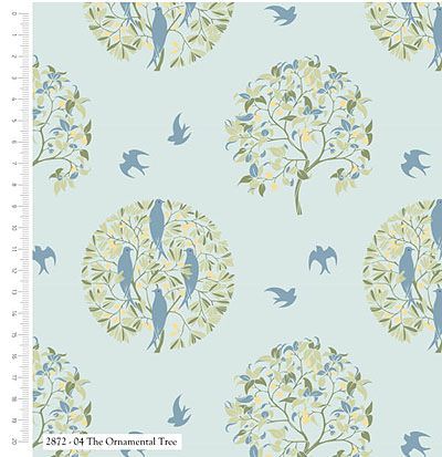 V&A Birds in Nature fabric: The Ornamental Tree Sky (per 1/4 metre)