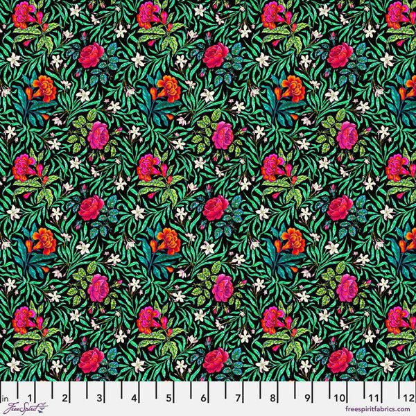 Language of Flowers Fabric: Small Victorian Noir (per 1/4 metre)