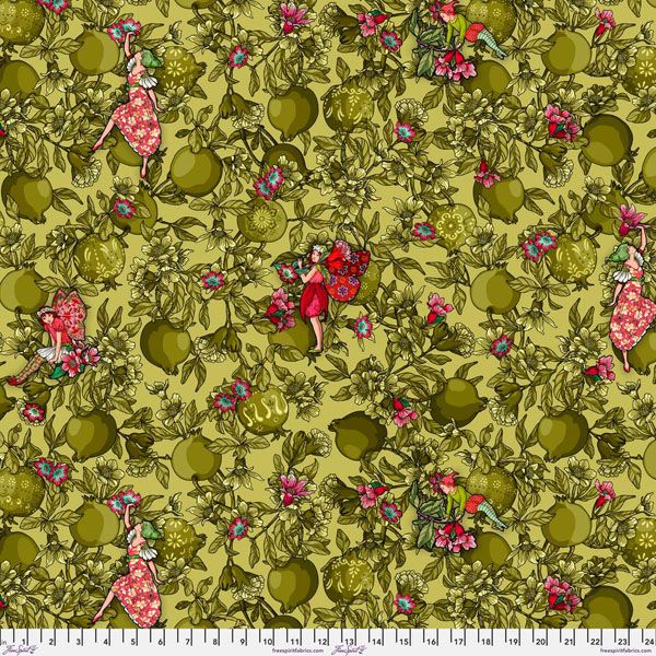 Language of Flowers Fabric: Garden Secrets Green (per 1/4 metre)