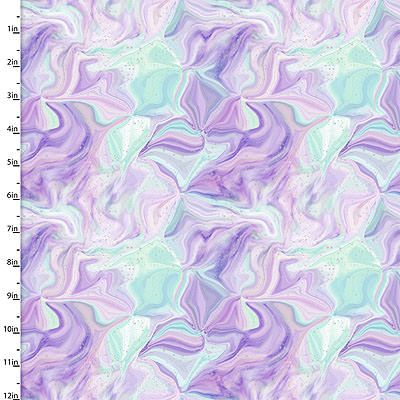 Starlight Fabric: Marbled Sky Lilac/Mint (per 1/4 metre)