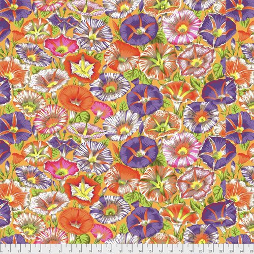 Philip Jacobs Fabric Variegated Morning Glory, Orange