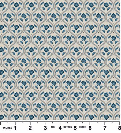 Brensham fabric: Floral Repeat on Natural (per 1/4 metre)