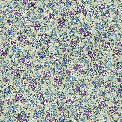 Lecien Florals: Small Purple Flowers Taupe (per 1/4 metre)