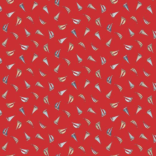 High Tide Fabric: Sail Away, Red