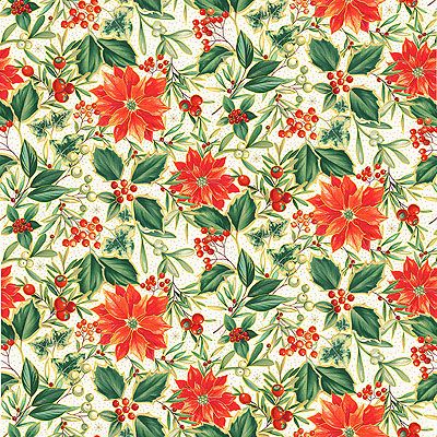 Festive Foliage fabric: Poinsettia Cream (per 1/4 metre)