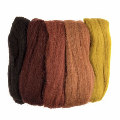 Natural Wool Roving 50g Assorted Autumn