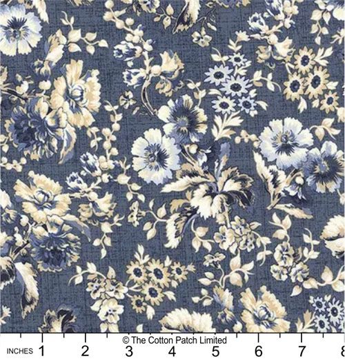 Radiance fabric, Large Floral, Denim