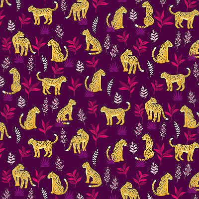 Jewel Tones fabric: Cheeky Leopard Plum (per 1/4 metre)