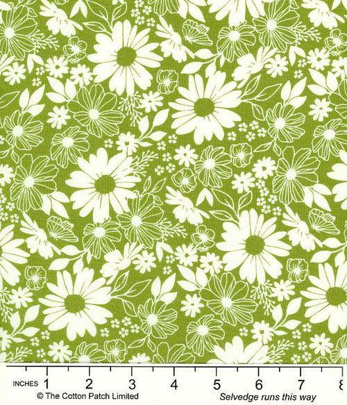 Juliette fabric, Floral Toile, Light Green