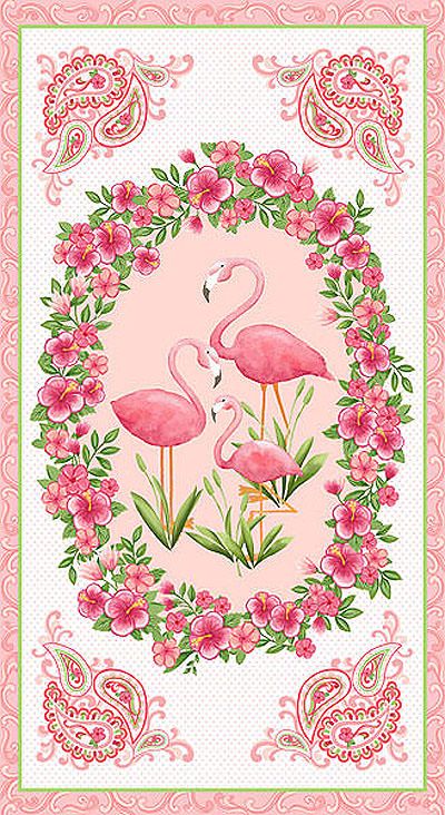 Fabric Panel: Lets Flamingle 60cm Panel