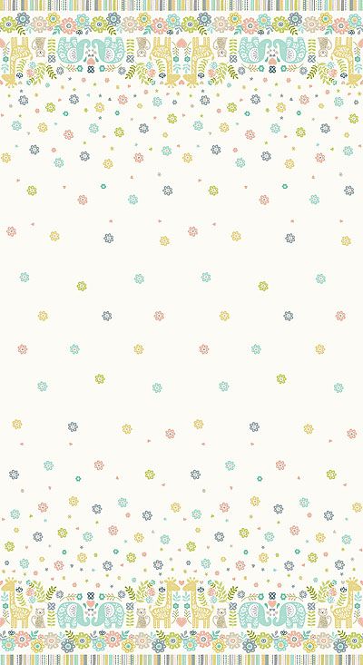 Just for Kids fabric: Baby Safari Double Edge Border Cream (per 1/4 metre)