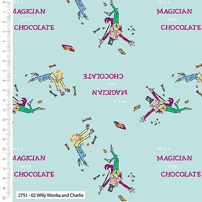 Charlie & the Chocolate Factory Fabric: Willy Wonka & Charlie Mint