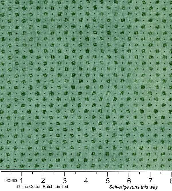 Classic Coordinates Fabric: Tiny Suns on Green (per 1/4 metre)