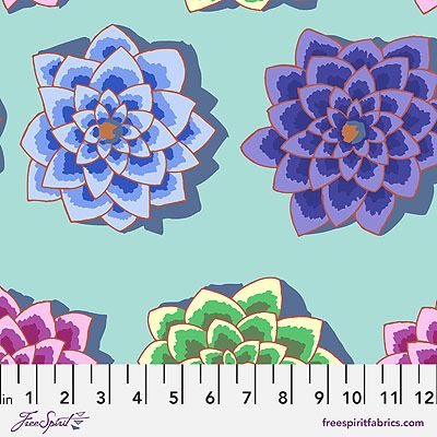 Kaffe Fassett Collective Fabric: Shadow Flower Aqua (per 1/4 metre)