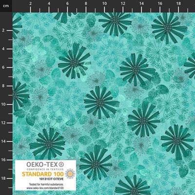 Keep Blooming fabrics: Flower Head Green