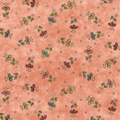 Floral Fabric: Peppy Peach (per 1/4 metre)