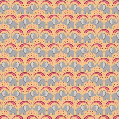 Over The Rainbow fabric: Rainbow Elephants Ochre Lewis and Irene