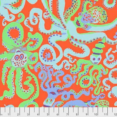 Brandon Mably Fabric: Octopus Orange (per 1/4 metre)